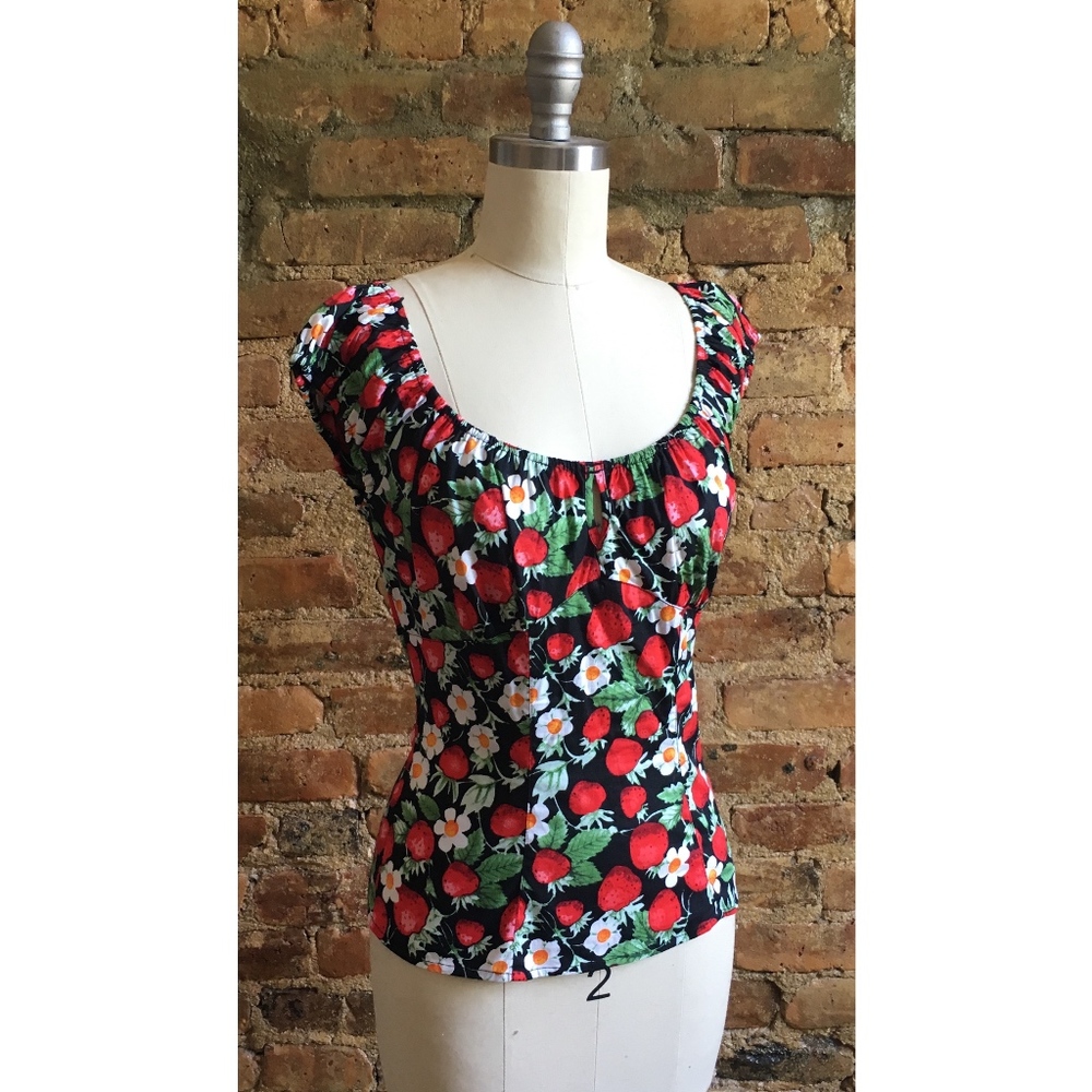 Berry & Blossom Fitted Top French Girl Aesthetic